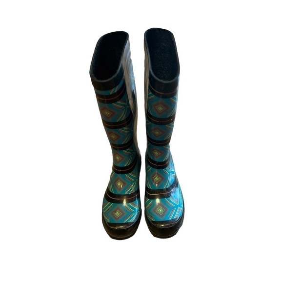 Sugar Aztec print multicolor high rain boots - Picture 2 of 5